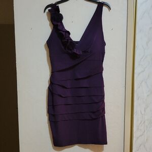 Enfocus Studio Rose Shoulder Purple Dress